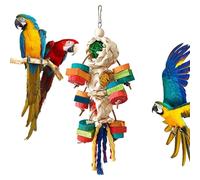 Parrot Toys - Colorful Natural Wooden Cockatoos Toy Hanging Decorative Toy for Gerbil Hamster Chick Anchovy