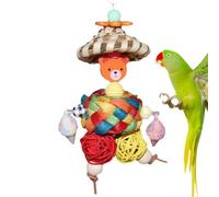 Parrot Toys For Large Birds - Straw Hat Man Shape Parrot Foraging Toys - Colorful Rattan & Nesting Balls, Parakeet Cage Accessories For Kids, Family
