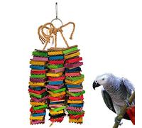 Parrot Toys for Medium Birds, Cardboard Bird Toys African Grey Parrot Toys, Natural Wooden Bird Cage Chewing Toy with Clip for Small Medium Parrots and Birds Cockatiel Conure