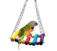 Parrot Toys Rainbow Swing Bridge Hammock with Metal Chain and Clasp | Pet Bird Cage Accessories for Budgies, Cockatiels, Lovebirds