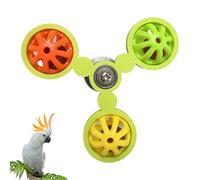 Parrot Toys - Set of Chew Balls with Rotating Bell | Cage Ornament Decoration | Black White Peony Leather Entertainment Accessory