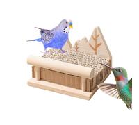 Parrot Toys - Wooden Exercise Cockatiel Perch - Wood Play Stand for Building Shredding Training Indoor Outdoor Cage Perch Accessories