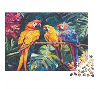 Parrot Trio-Tropical Jungle Art 1000 Piece Jigsaw Puzzles for Adults Featuring Artistic Design Centenary Jigsaws Colorful Parrots As Dementia Friendly Activities for Concentration Games 38x26cm/1000pc
