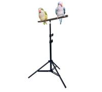 Parrot Tripod Perch - Wooden Claw Sharpener, Adjustable Height Bird Training Stand, Portable Floor Stand For Parakeets Cockatiels, Easy Assembly Indoor Outdoor For Pet Lovers