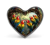 Parrot Tropical Bird Badge Heart Shape Cute Brooch Pins Button Badges for Backpack Jackets Hats Decor