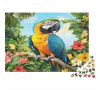 Parrot Tropical Bird-Vibrant Jungle Wildlife Art 1000 Piece Jigsaw Puzzles for Adults with No Reflection Personalised Jigsaws for Mindfulness Activities for Adults in Hobby Kits for Adults 38x26cm/10