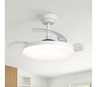 Parrot Uncle Ceiling Fan with Light and Retractable Blades, 91 cm, 24 W, 3 Transparent Blades, Quiet DC Motor, Summer and Winter Mode, 6 Speeds, Programmable, Remote Control, White