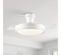 Parrot Uncle Ceiling Fan with Light, Retractable,91cm, 3 Transparent Blades, Summer and Winter Modes, 3 Colour Temperatures, 6 Speed Settings, Remote Control, Timer for the Bedroom, White