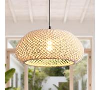 Parrot Uncle Cotton Thread Pendant Light, 48cm Hand Woven Cotton Shade, Bohemian Ceiling Light Shade, Adjustable Height E27 Socket for Living Room Restaurant Cafe (Bulb Not Included) [Energy Class G]