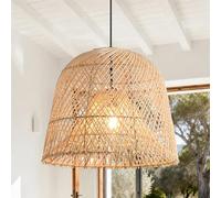 Parrot Uncle Rattan Pendant Light,38cm Handwoven Natural Bamboo Shade, Boho Ceiling Light Shades, Adjustable Height, E27 Socket, for Cozy Living Spaces (Bulb Not Included) [Energy Class G]