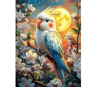 Parrot Under A Full Moon 300 Piece Jigsaw Puzzle for Adults Science Fiction Magical Dream Jigsaw Weekend Parent Activity After Work Stress Relief Vibrant Artwork Home Wall 300 PCS