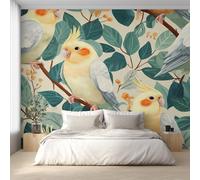 Parrot Wallpaper for Living Room, Leaf Bird Wall Mural for Bedroom, Non-Woven Photo Wallpaper Home Decor 200X150cm, Wall Decoration D24