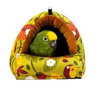 Parrot Warm House Bird Nest Winter Hanging Hammock Birds Sleeping Bed Parrot Hideway Bed Washable for Parrot Parakeet Cockatiels Budgies Lovebird (S,Mustard)