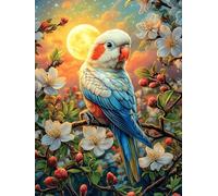 Parrot with Cherry Blossoms Under The Moon 1000 Piece Jigsaw Puzzle for Adults Wildlife Pet Home Library Decor Intellectual Challenge Precision Cut for Intellectuals 1000 PCS