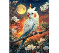 Parrot with Cherry Blossoms Under The Moon 500 Piece Jigsaw Puzzle for Adults Wildlife Pet Jigsaw Family Road Trip Activity Vibrant Whimsical Design Great Gift for Travelers 500 PCS