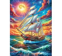 Parrot with Cherry Blossoms Under The Moon 500 Pieces Set Classic Jigsaw Puzzle Wildlife Pet Teen Fans 14-18 Yrs Logic Skill Leisure Adventure Valentines Thick Cardboard Creativity & Gift Giving 500