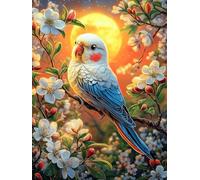 Parrot with Cherry Blossoms Under The Sun 1000 Piece Jigsaw Puzzle for Adults Scenery Science Fiction Jigsaw Family Board Game Night Add On Whimsical Colourful Design Home Decor 1000 PCS