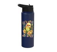 Parrot with Flowers Cute Life Better Parrot Daughter & boy Stainless Steel Insulated Water Bottle