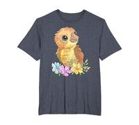 Parrot with Flowers Cute Parrots African Animal Moon boy T-Shirt, Men's Big and Tall, Heather Blue, 2X Tall