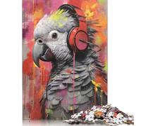 Parrot with Headphones Puzzle Jigsaws 1000 Pieces for Adults Wooden Puzzle Adult Jigsaw Puzzle Puzzle for Adults And Teenager 1000pcs (75x50cm)