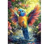 Parrot with Rainbow Wings by A Waterfall 1000 Piece Jigsaw Puzzle for Adults Scenery Science Fiction Jigsaw Weekend DIY Activity Parent Child Bonding Vibrant Design Perfect Festival Gift 1000 PCS