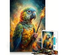 Parrot Wizard with Magic Wand Jigsaw for Teenagers 1000 Pieces Memory Boost Relaxing Fun Pattern Assembly (38x26cm)
