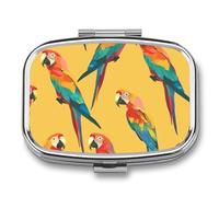 Parrot Yellow Pill Case Box with 2 Compartment Medicine Vitamin Organizer for Purse Pocket 5.5x4cm