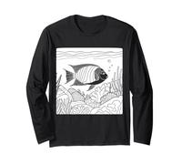 Parrotfish Line Art Aquarist Long Sleeve T-Shirt
