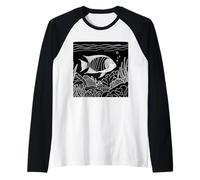 Parrotfish Line Art Aquarist Raglan Baseball Tee