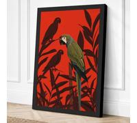 Parrots Among Foliage Canvas Wall Art Print 36x24 Inch (91 x 61 cm)