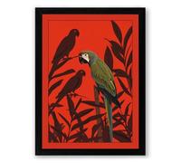 Parrots Among Foliage Tropical Framed Wall Art Print A2 (59.4×42cm) Black, Wall Decor for Living Room, Bedroom, Office & Home, Ready to Hang, Art Gift