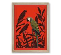 Parrots Among Foliage Tropical Framed Wall Art Print A3 (42×29.7cm) Oak, Wall Decor for Living Room, Bedroom, Office & Home, Ready to Hang, Art Gift