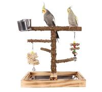 Parrots Bird Wooden Playstand - Bird Play Stand | Wooden Parrot Stand | Budgiie Playground Cage | Bird Stand | Parakeet Playground With Feeder Cups | Chew-Resistant Parakeet Gym Toys For Feeding Train