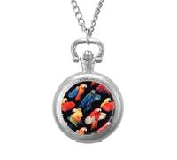 Parrots Birds Vintage Pocket Watches Roman Numerals Quaretz Watch with Chain Christmas Birthday Gifts Silver-Style