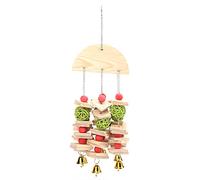 Parrots Chewing Toys, Bright Color Bell Design Wood Blocks Hanging Toy for Parrots, Attract Pets Attention and Suitable for Parrots to Chew, Bell Feature Toy for Pet
