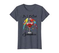 Parrots Drinking Margarita It's 5 O'clock Somewhere T-Shirt, Women, Heather Blue, XX-Large