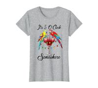 Parrots Drinking Margarita It's 5 O'clock Somewhere T-Shirt, Women, Heather Grey, 3X-Large