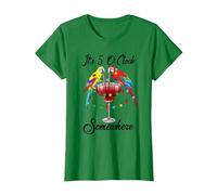 Parrots Drinking Margarita It's 5 O'clock Somewhere T-Shirt, Women, Kelly Green, 3X-Large