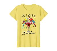 Parrots Drinking Margarita It's 5 O'clock Somewhere T-Shirt, Women, Lemon Yellow, Medium