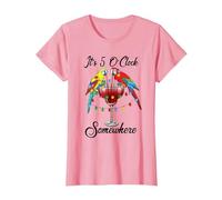 Parrots Drinking Margarita It's 5 O'clock Somewhere T-Shirt, Women, Pink, 3X-Large