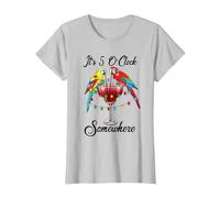 Parrots Drinking Margarita It's 5 O'clock Somewhere T-Shirt, Women, Silver Grey, Small
