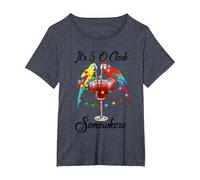 Parrots Drinking Margarita It's 5 O'clock Somewhere T-Shirt, Women's Plus, Heather Blue, 3X