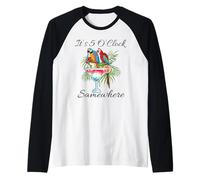 Parrots Drinking Margarita Shirt It's 5 O'clock Somewhere Raglan Baseball Tee