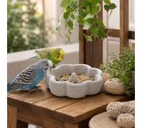 Parrots Feeding Cups, Pumice Stone Bird Bowl & Water Station 2-in-1 | Wear-resistant 5.9in cups. Beak grinding & calcium benefit. Spill-proof design. Great for parrots, canaries & small pets.