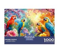 Parrots Gather by A Fairy-tale Castle 1000-Piece Jigsaw Puzzle Parrot Challenging & Brainteasing for All Ages 38x26cm/1000pcs