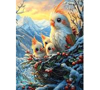 Parrots in A Nest with Berries 500 Pc Classic Jigsaw Puzzle Science Fiction Magical Dream Puzzle for Adults Hard Challenging Hobby Home Decor Poster High-grade Rigid Cardboard 500 PCS