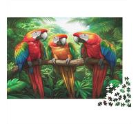 Parrots in Jungle-Wildlife Art Style Jigsaws 1000 Pieces for Adults with Precision Cut Centenary Jigsaws Three Parrot Trio As A Stress Relief Puzzle for Fun Activity for Home 38x26cm/1000pcs