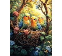 Parrots in Nest in Magical Forest 500 Piece Complete Jigsaw Puzzle Set Teens Beginners Educational Challenge Puzzle Fans Group Play Anniversary Quality Material 500 PCS