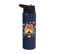 Parrots Love Birds Surrounded By Hearts Stainless Steel Insulated Water Bottle