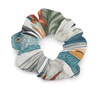 Parrots on Branches Hair Scrunchies for Women No Damage, Soft Elastic Hair Ties with Fashionable Printed Patterns, Satin Scrunchy Hairbands for Ponytail, Bun, Workout & Sleep